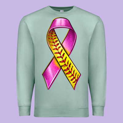 Breast Cancer Ribbon Softball Premium Sweatshirt Designed By Texasbilliewilder