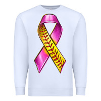 White Breast Cancer Ribbon Softball Premium Sweatshirt - texasbilliewilder