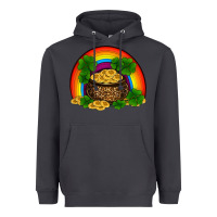 St Patricks Shamrock Gold Leopard Rainbow Heavyweight Hoodie | Teevron