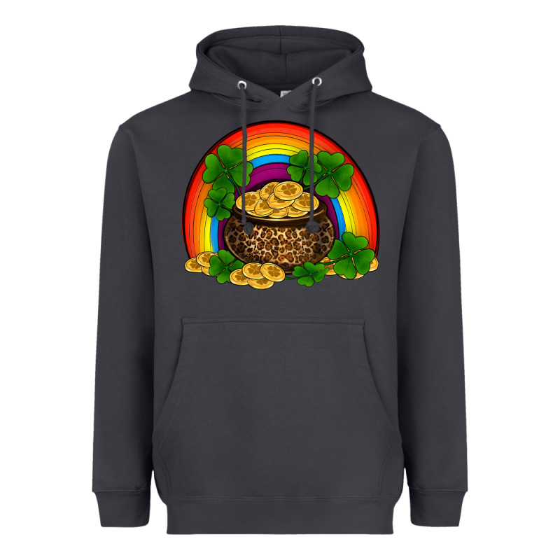 St Patricks Shamrock Gold Leopard Rainbow Heavyweight Hoodie by RanaPortraitStore | Teevron