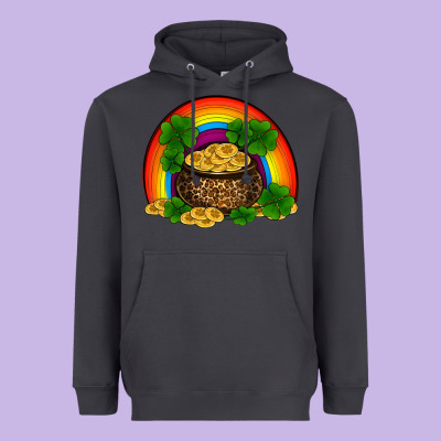 St Patricks Shamrock Gold Leopard Rainbow Heavyweight Hoodie Designed By Ranaportraitstore