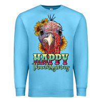 Ocean Blue happy thanksgiving turkey Premium Sweatshirt - RanaPortraitStore
