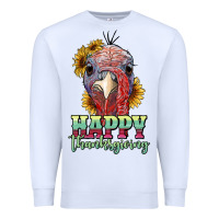White happy thanksgiving turkey Premium Sweatshirt - RanaPortraitStore