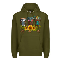 Army Green coffee group and sunflowers Premium Hoodie - Artiststas