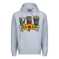 Heather Grey coffee group and sunflowers Premium Hoodie - Artiststas