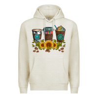 Oatmeal Heather coffee group and sunflowers Premium Hoodie - Artiststas
