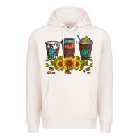 Pale Pink coffee group and sunflowers Premium Hoodie - Artiststas