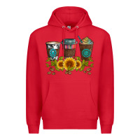 Red coffee group and sunflowers Premium Hoodie - Artiststas