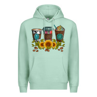 Seafoam coffee group and sunflowers Premium Hoodie - Artiststas