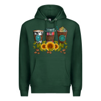 Sports Green coffee group and sunflowers Premium Hoodie - Artiststas