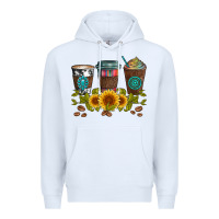 White coffee group and sunflowers Premium Hoodie - Artiststas