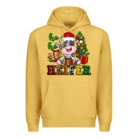 Antique Gold ho ho heifer little cute christmas cow Premium Hoodie - AdoDesignShop