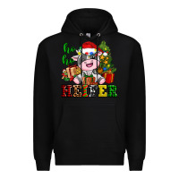 Black ho ho heifer little cute christmas cow Premium Hoodie - AdoDesignShop