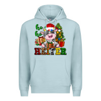 Blue Mist ho ho heifer little cute christmas cow Premium Hoodie - AdoDesignShop
