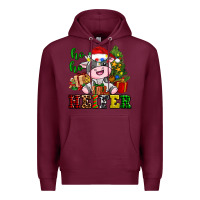 Burgundy ho ho heifer little cute christmas cow Premium Hoodie - AdoDesignShop