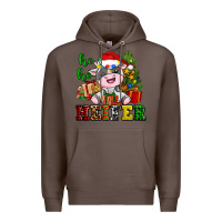 Coffee ho ho heifer little cute christmas cow Premium Hoodie - AdoDesignShop