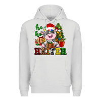 Dove Grey ho ho heifer little cute christmas cow Premium Hoodie - AdoDesignShop