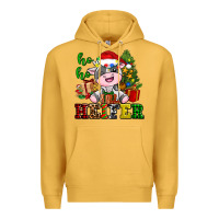 Mustard ho ho heifer little cute christmas cow Premium Hoodie - AdoDesignShop