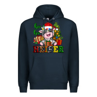 Navy ho ho heifer little cute christmas cow Premium Hoodie - AdoDesignShop