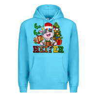 Ocean Blue ho ho heifer little cute christmas cow Premium Hoodie - AdoDesignShop