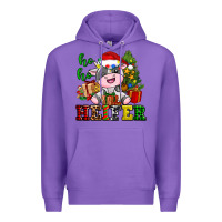 Purple ho ho heifer little cute christmas cow Premium Hoodie - AdoDesignShop
