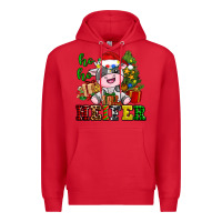 Red ho ho heifer little cute christmas cow Premium Hoodie - AdoDesignShop