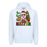 White ho ho heifer little cute christmas cow Premium Hoodie - AdoDesignShop