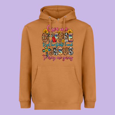 Give Me Coffee To Get Me Started And Jesus To Keep Heavyweight Hoodie Designed By Zillion Design Studio