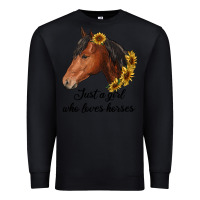 Black just a girl who loves horses Premium Sweatshirt - RanaPortraitStore