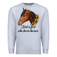 Heather Grey just a girl who loves horses Premium Sweatshirt - RanaPortraitStore