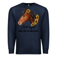 Navy just a girl who loves horses Premium Sweatshirt - RanaPortraitStore