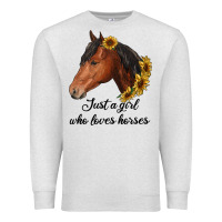 Oatmeal Heather just a girl who loves horses Premium Sweatshirt - RanaPortraitStore