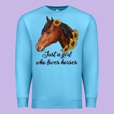 Just A Girl Who Loves Horses Premium Sweatshirt Designed By Ranaportraitstore
