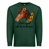 Sports Green just a girl who loves horses Premium Sweatshirt - RanaPortraitStore