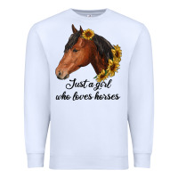 White just a girl who loves horses Premium Sweatshirt - RanaPortraitStore