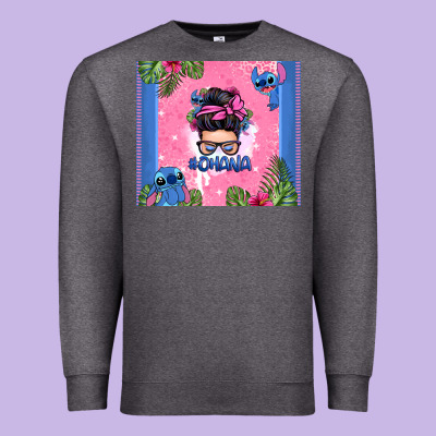 Ohana Stitch Messy Bun Premium Sweatshirt Designed By Zillion Design Studio