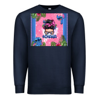 Navy ohana stitch messy bun Premium Sweatshirt - Zillion Design Studio