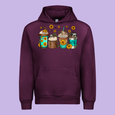 Sloth Coffee Cups Urban Hoodie Designed By Jasminsmagicworld
