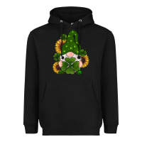 Black st patricks day shamrock gnomes  sunflowers Heavyweight Hoodie - RanaPortraitStore