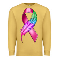 Antique Gold Breast Cancer Ribbon with Feather Premium Sweatshirt - texasbilliewilder