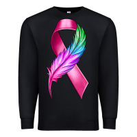 Black Breast Cancer Ribbon with Feather Premium Sweatshirt - texasbilliewilder
