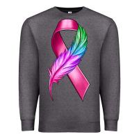 Charcoal Heather Breast Cancer Ribbon with Feather Premium Sweatshirt - texasbilliewilder
