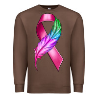 Chestnut Breast Cancer Ribbon with Feather Premium Sweatshirt - texasbilliewilder