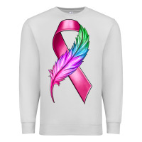 Dove Grey Breast Cancer Ribbon with Feather Premium Sweatshirt - texasbilliewilder