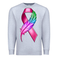Heather Grey Breast Cancer Ribbon with Feather Premium Sweatshirt - texasbilliewilder