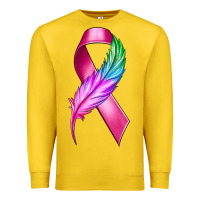 Lemon Breast Cancer Ribbon with Feather Premium Sweatshirt - texasbilliewilder