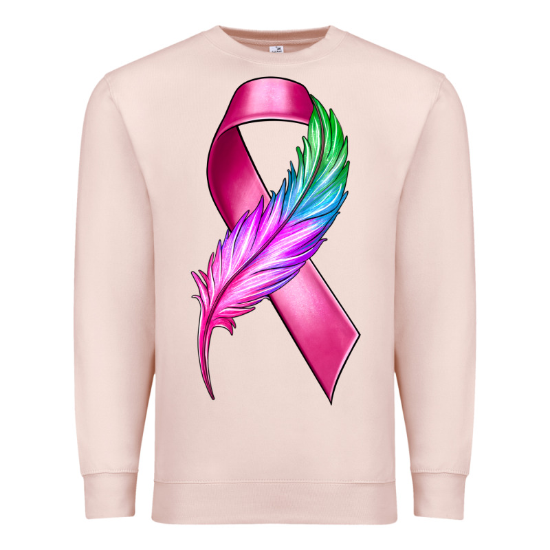 Breast Cancer Ribbon With Feather Premium Sweatshirt by texasbilliewilder | Teevron
