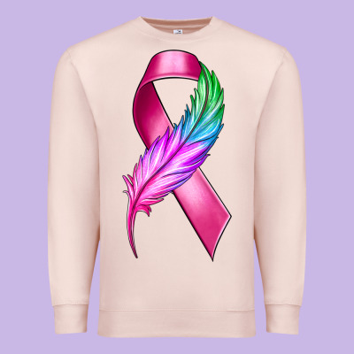 Breast Cancer Ribbon With Feather Premium Sweatshirt Designed By Texasbilliewilder