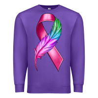 Purple Breast Cancer Ribbon with Feather Premium Sweatshirt - texasbilliewilder