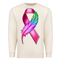 Sandshell Breast Cancer Ribbon with Feather Premium Sweatshirt - texasbilliewilder